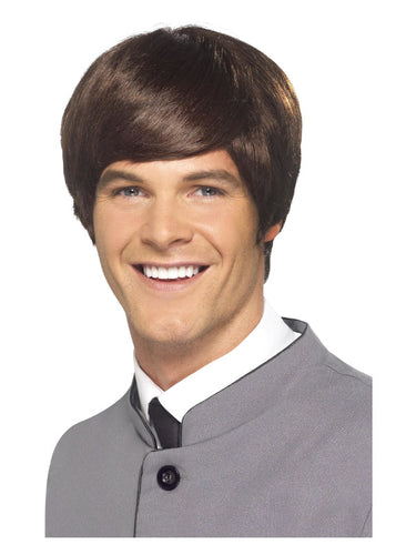 60s Male Mod Wig, Brown – Front
